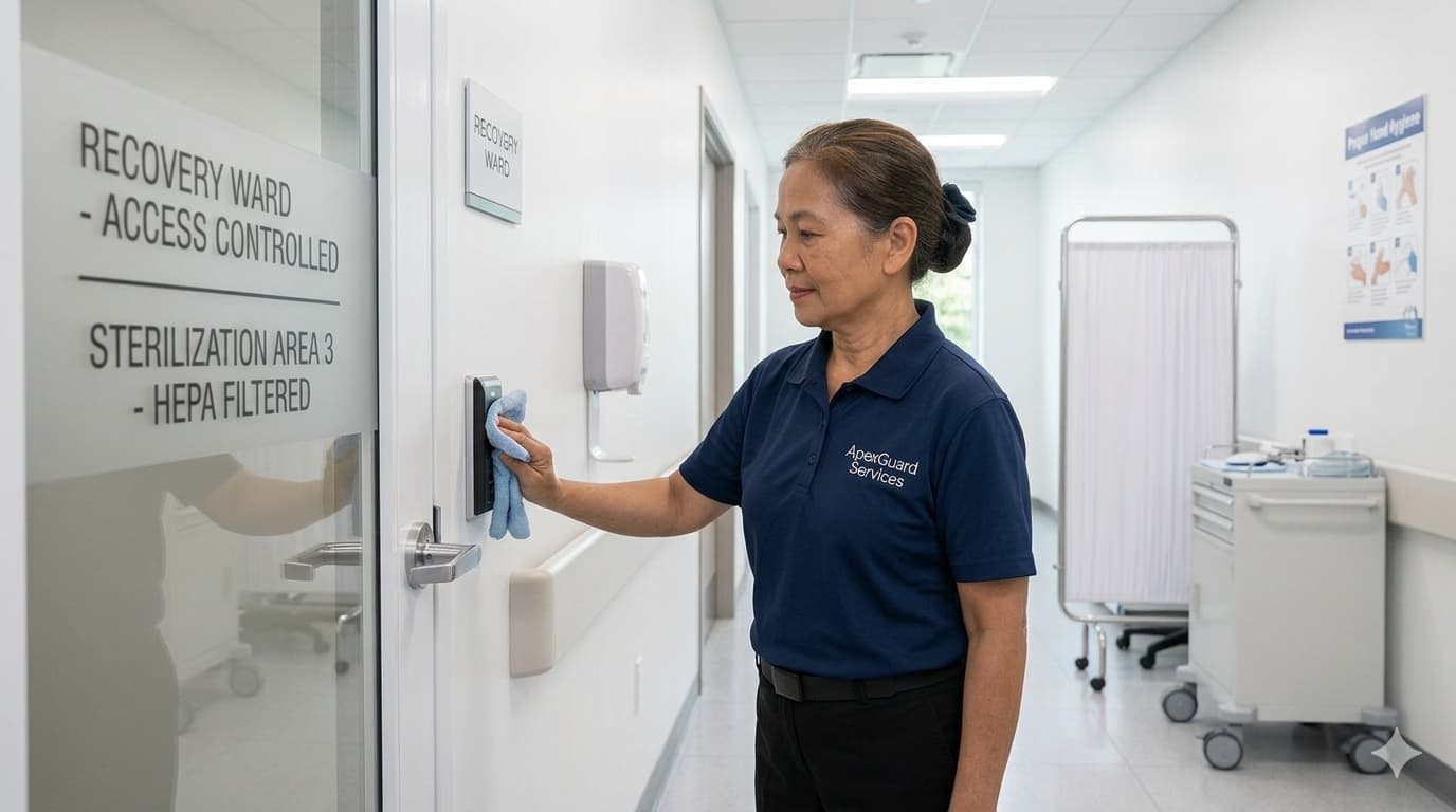 Cleaner working in a facility