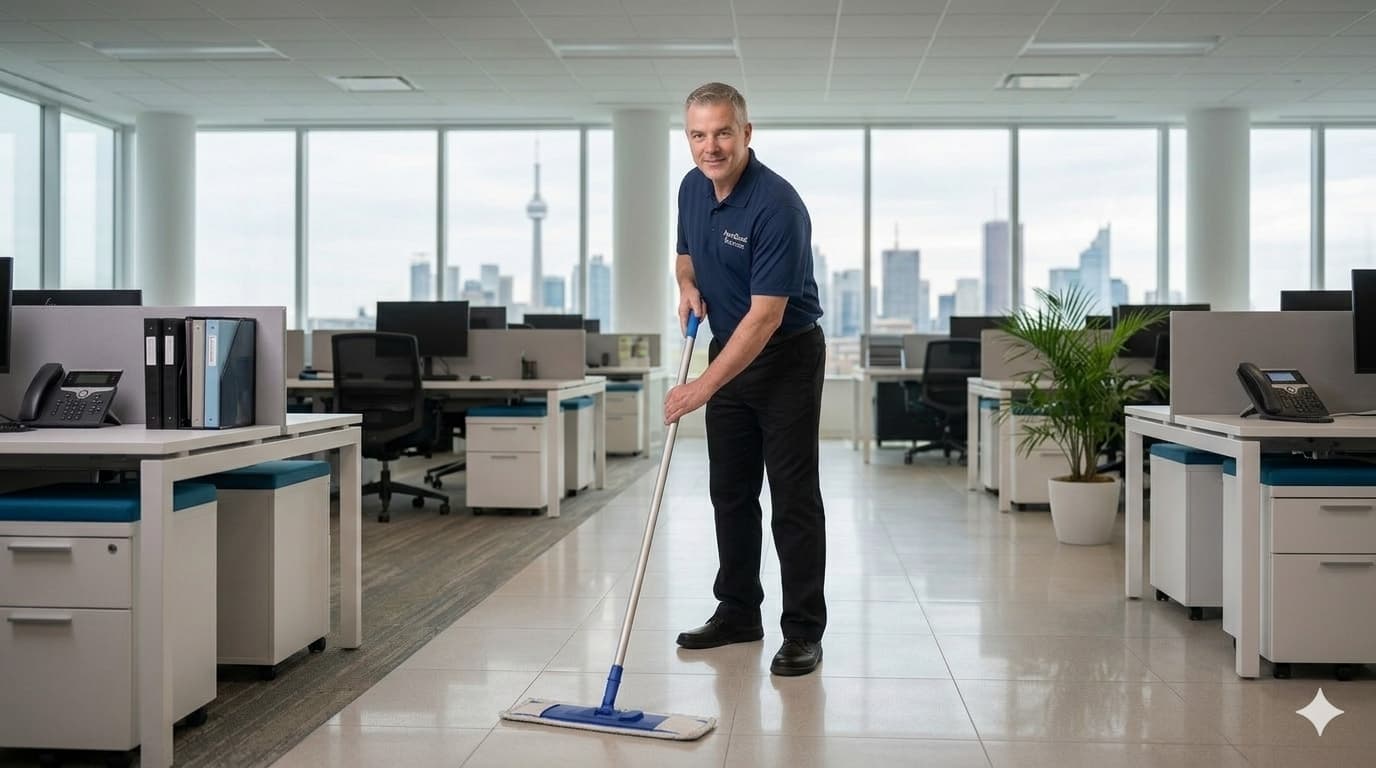 Cleaner working in an office