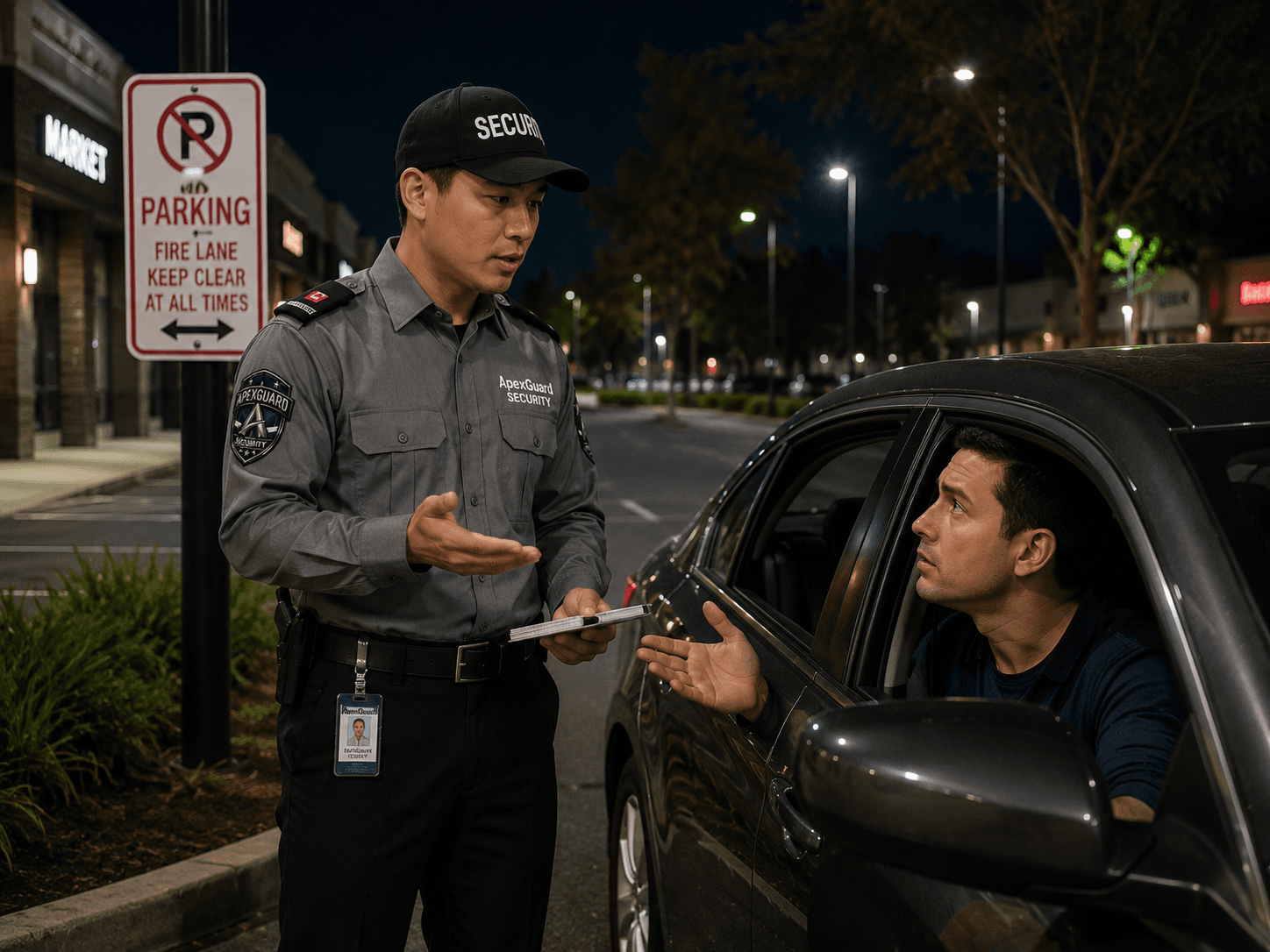 ApexGuard parking enforcement officer on duty