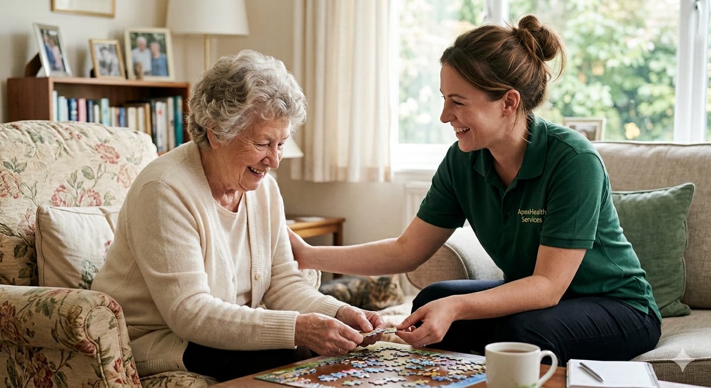 Caregiver supporting a client at home